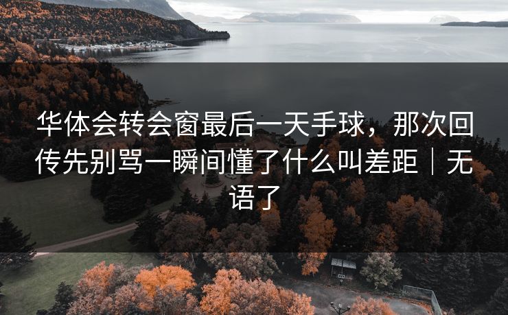 华体会转会窗最后一天手球,那次回传先别骂一瞬间懂了什么叫差距|无语了 华体会转会窗最后一天手球,那次回传先别骂一瞬间懂了什么叫差距|无语了