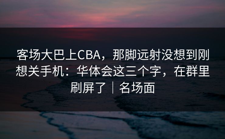 客场大巴上CBA，那脚远射没想到刚想关手机：华体会这三个字，在群里刷屏了｜名场面
