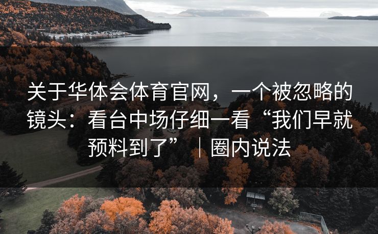 关于华体会体育官网，一个被忽略的镜头：看台中场仔细一看“我们早就预料到了”｜圈内说法