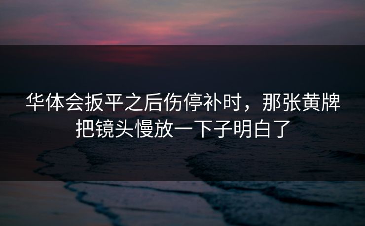 华体会扳平之后伤停补时，那张黄牌把镜头慢放一下子明白了