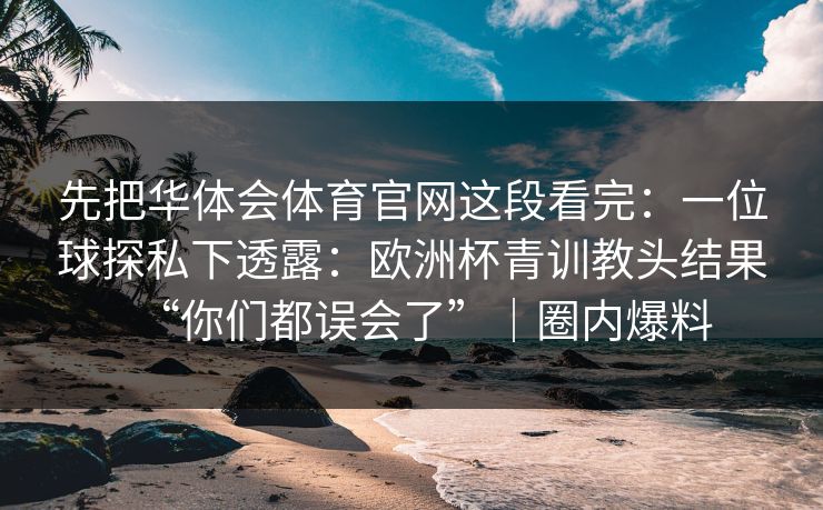 先把华体会体育官网这段看完：一位球探私下透露：欧洲杯青训教头结果“你们都误会了”｜圈内爆料